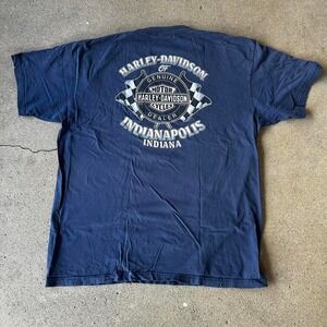 Vintage Harley Davidson navy blue faded and distressed graphic tee